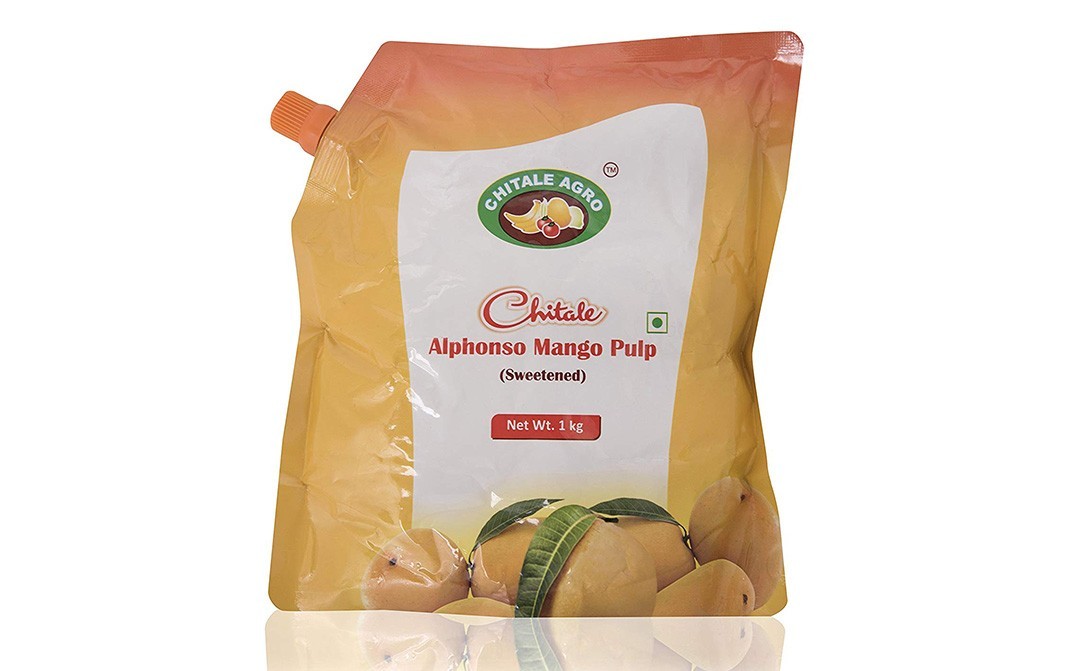 Chitale Agro Alphonso Mango Pulp (Sweetened)   Pouch  1 kilogram